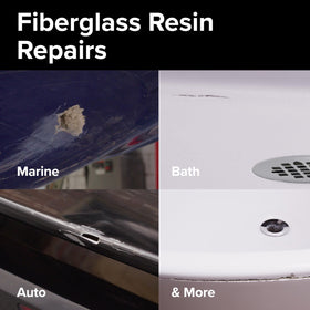 J-B Weld Fiberglass Resin mixed with fiberglass cloth demonstrates reinforced repair prep