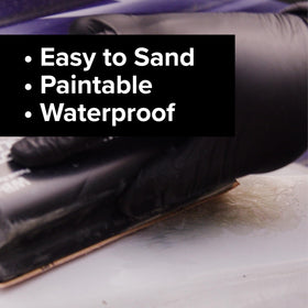 J-B Weld Fiberglass Resin sealing a pool repair for leak prevention