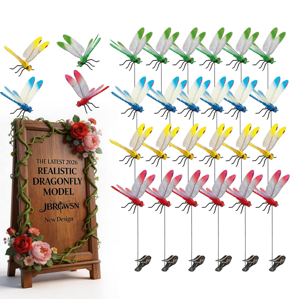 JBRGWSN dragonfly clips multicolor 3D set adds decorative wildlife deterrence for gardens