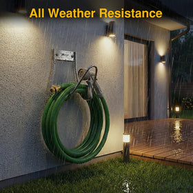 JBscoop garden hose holder in garage, organized workspace example.