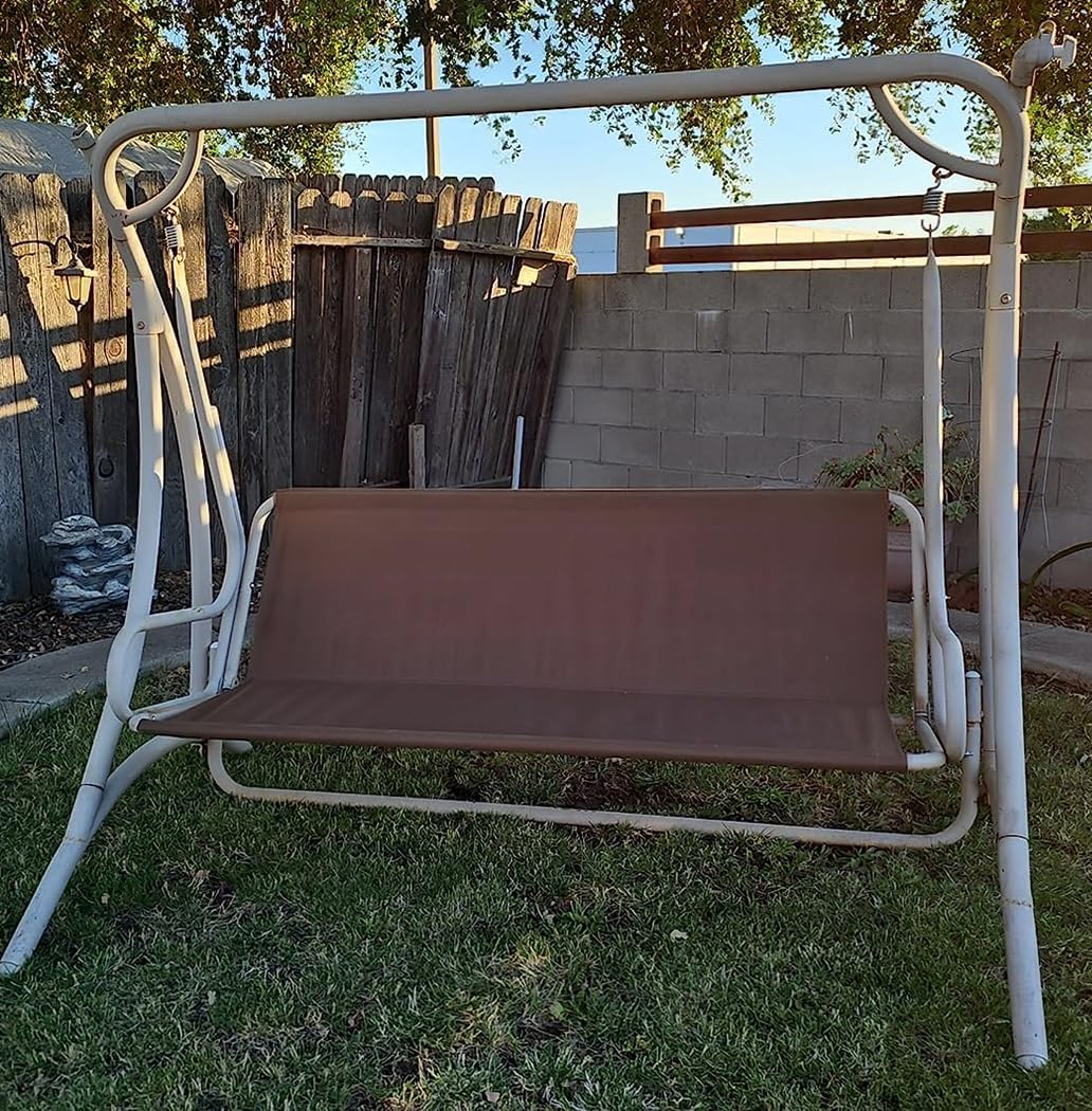 J&C patio swing seat cover side view showing tear-resistant construction and rugged fabric.