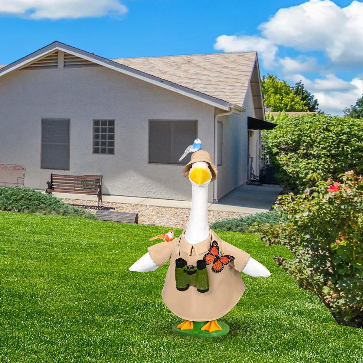 JcHrmers 23-inch goose statue fits standard geese for quick setup.