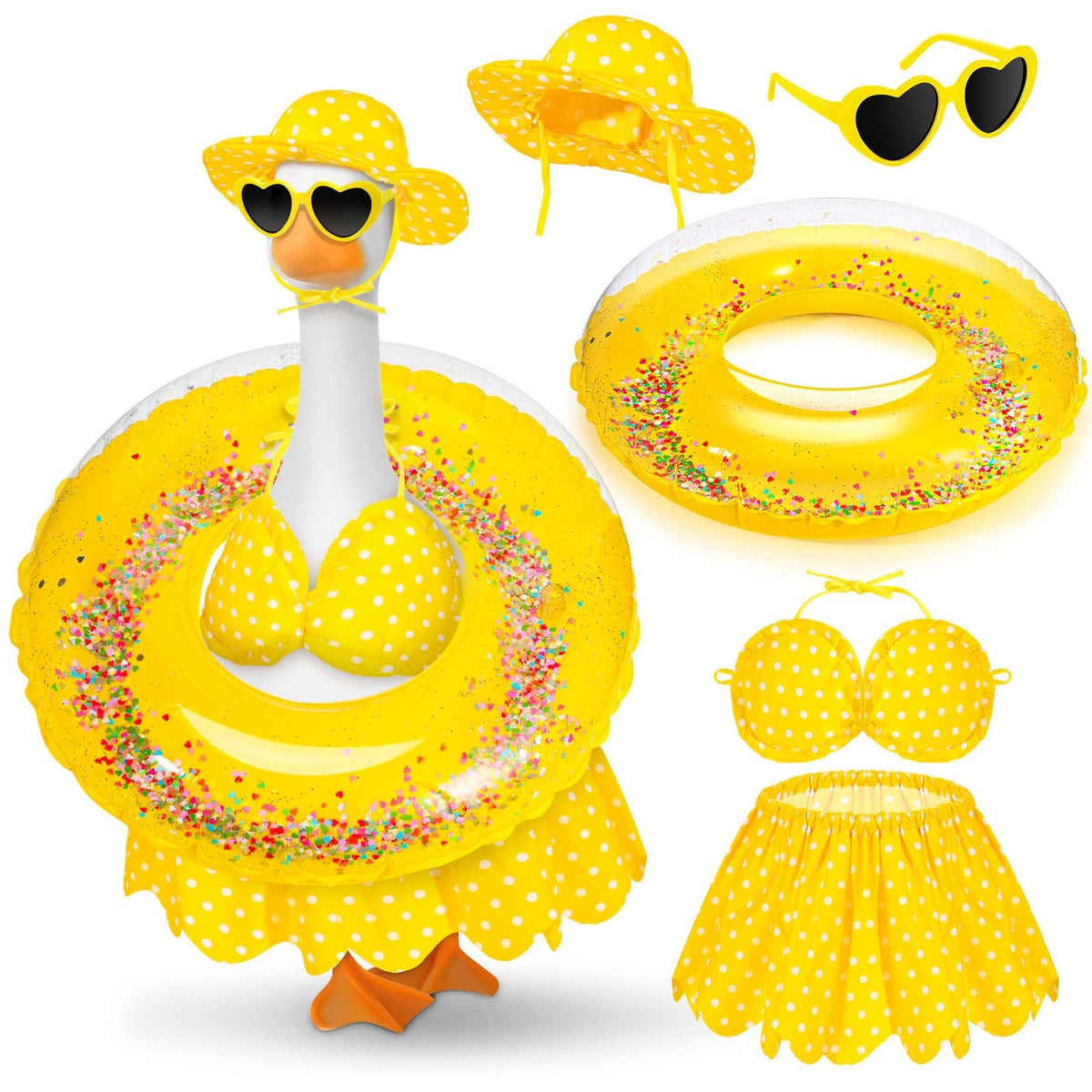 JcHrmers bikini porch goose yellow bikini enhances spring garden charm