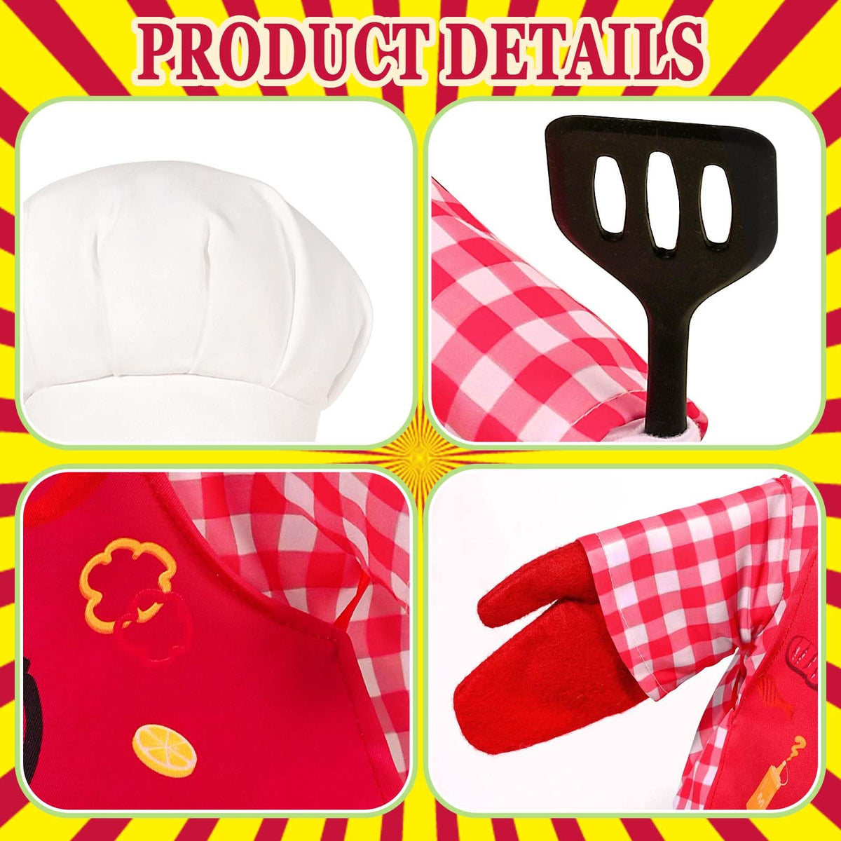 JcHrmers goose chef apron in red checkered pattern adds playful kitchen theme