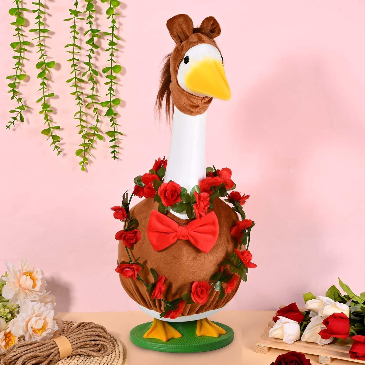 JcHrmers porch display setup for seasonal goose decor
