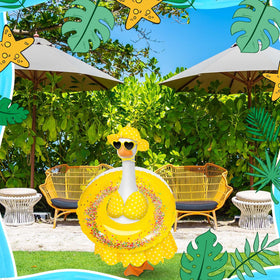 JcHrmers hawaiian-themed porch goose decor for yard celebrations