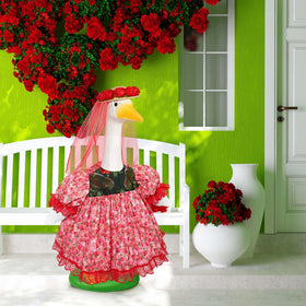 JcHrmers outdoor goose costume adds charming novelty to lawn displays.