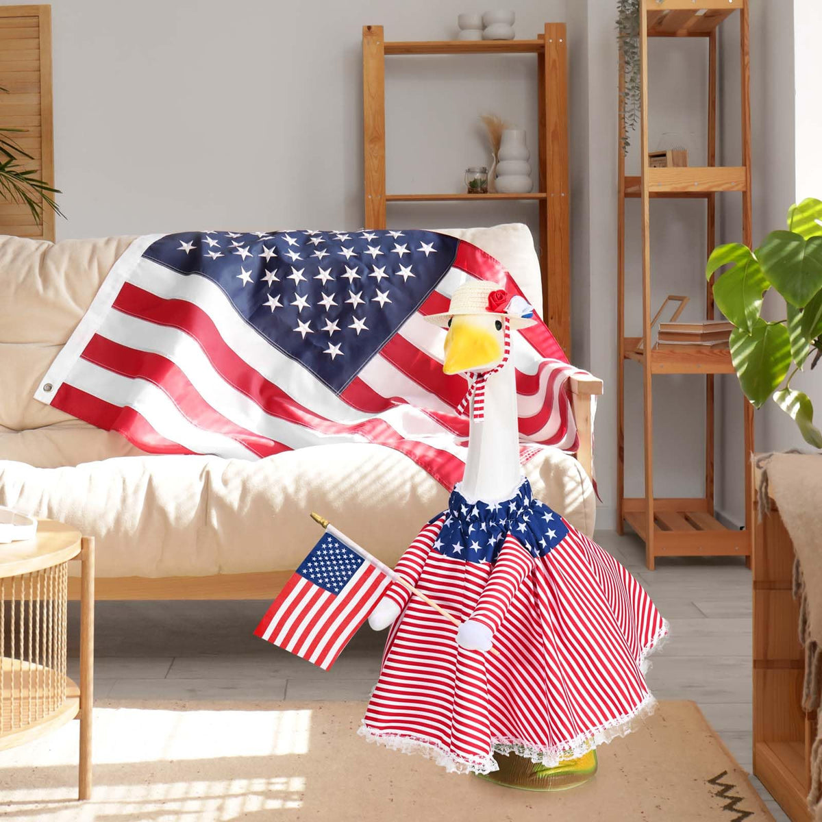 JcHrmers outfit fits 23-inch geese for quick porch transformations.