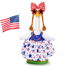 JcHrmers patriotic goose outfit on a 23-inch goose boosts festive curb appeal.