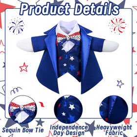 JcHrmers patriotic goose outfit flag enhances Independence Day yard display.