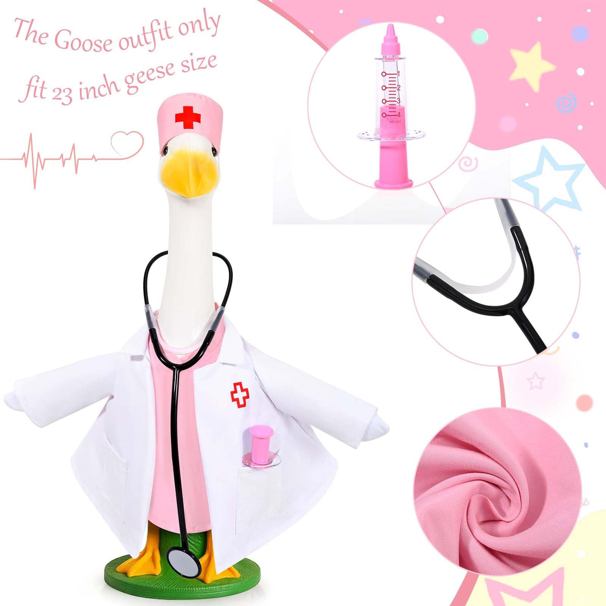 JcHrmers pink nurse shirt adds color to 23 inch goose display