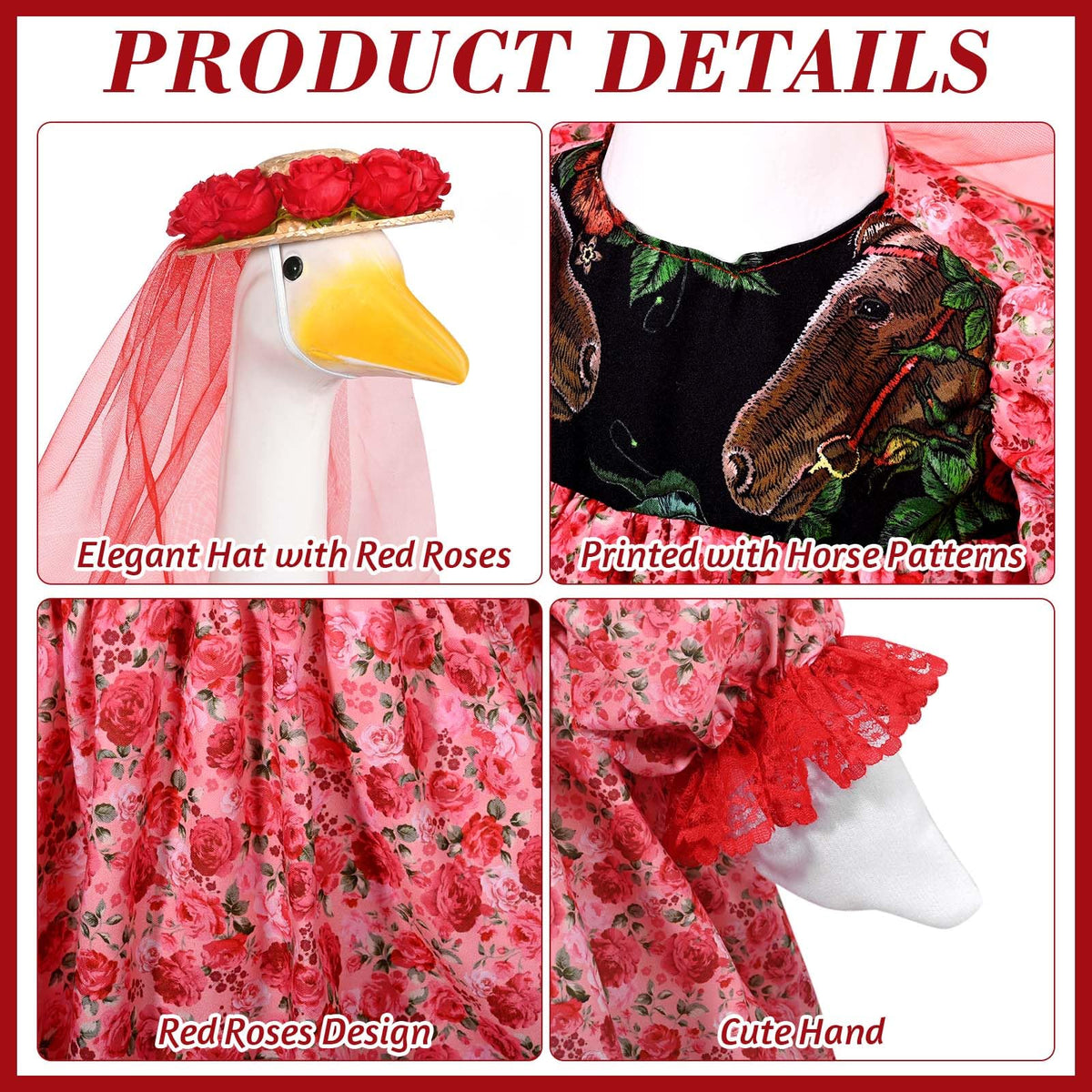 JcHrmers goose outfit uses durable materials to withstand sun and light rain outdoors.