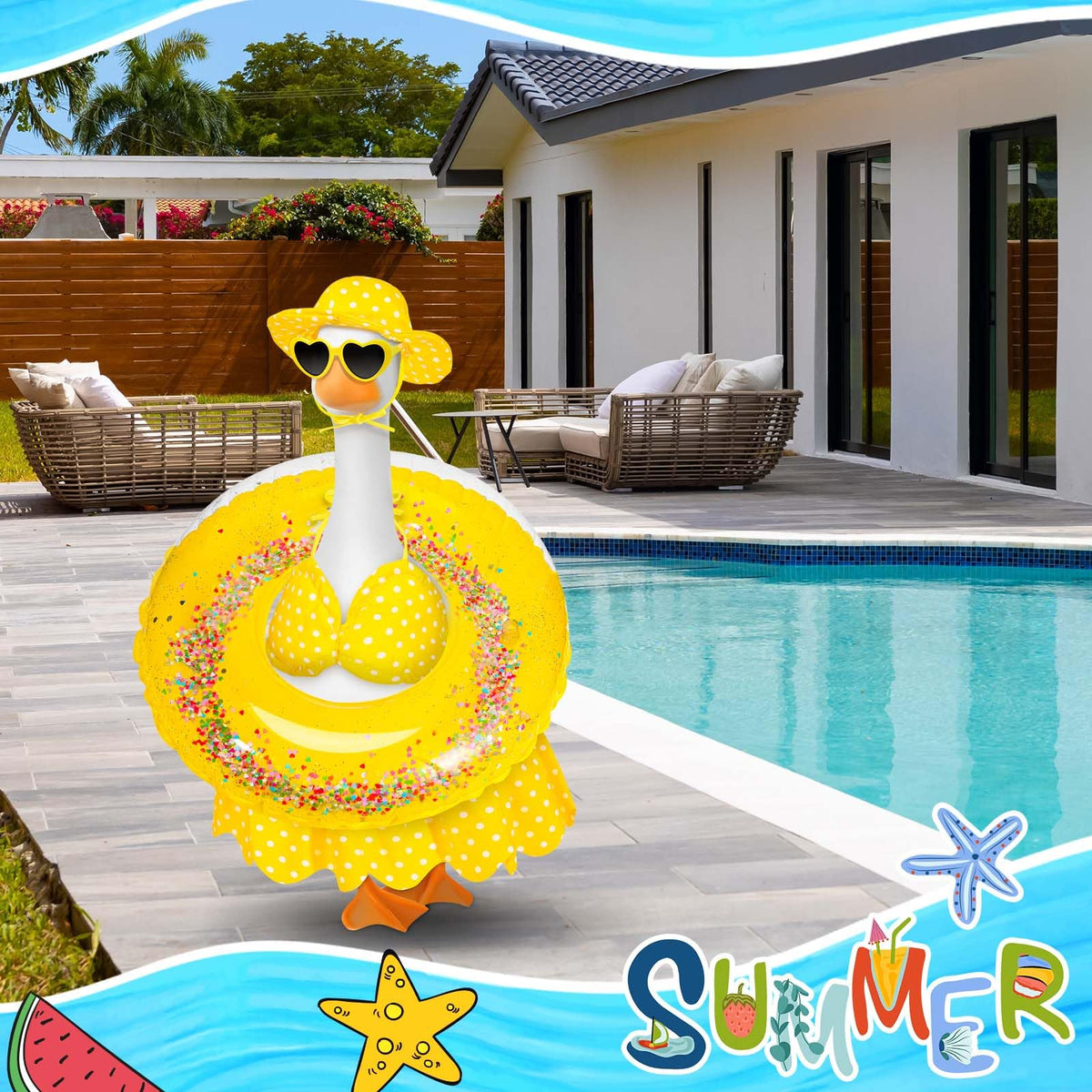 JcHrmers yellow polka dot garden decor goose enhances yard appeal