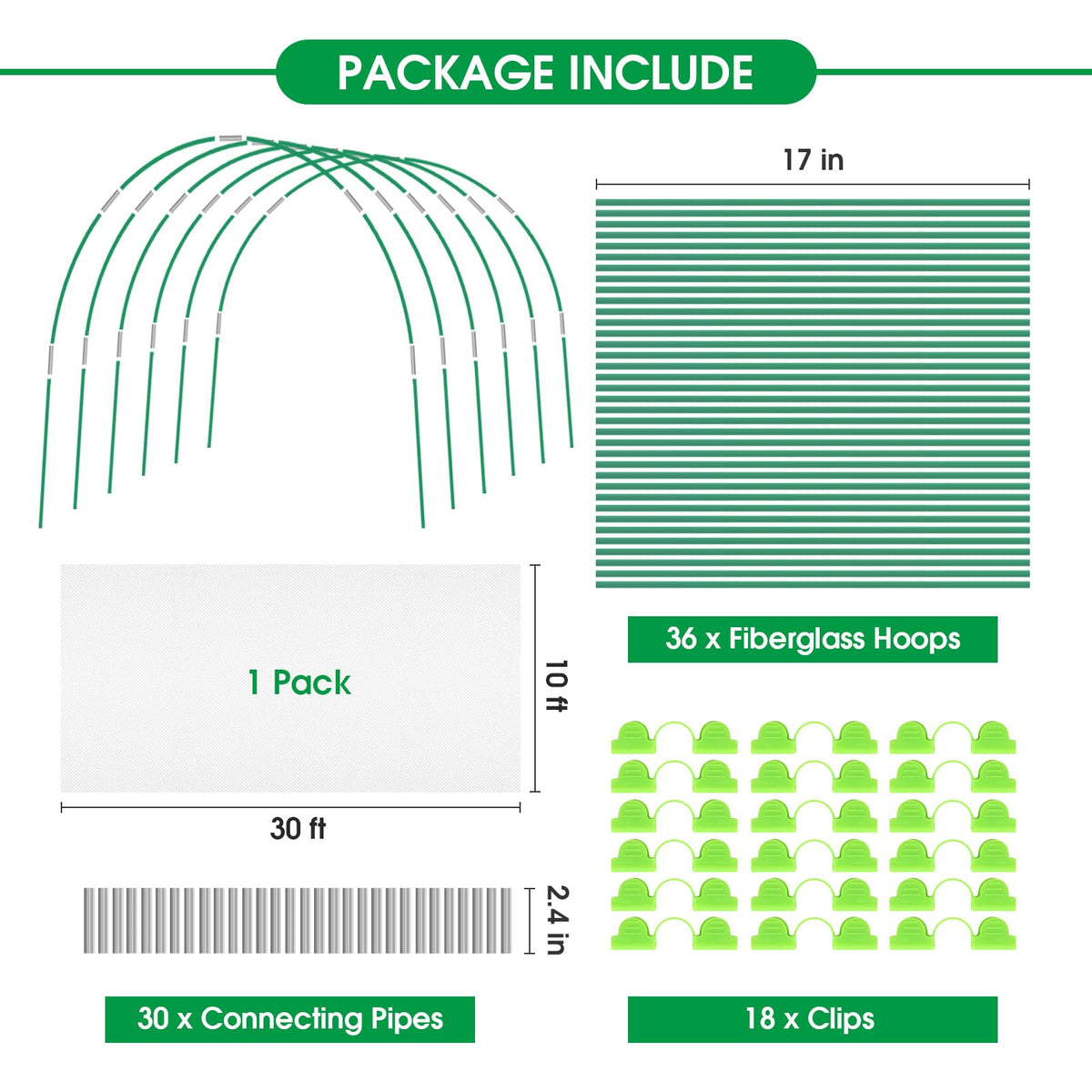JCKHXG clips secure netting to hoops for stable, reusable coverage.