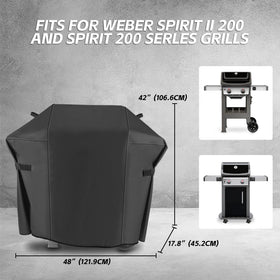 JCLMER Weber Spirit II 200 cover with Velcro straps stays secure in wind