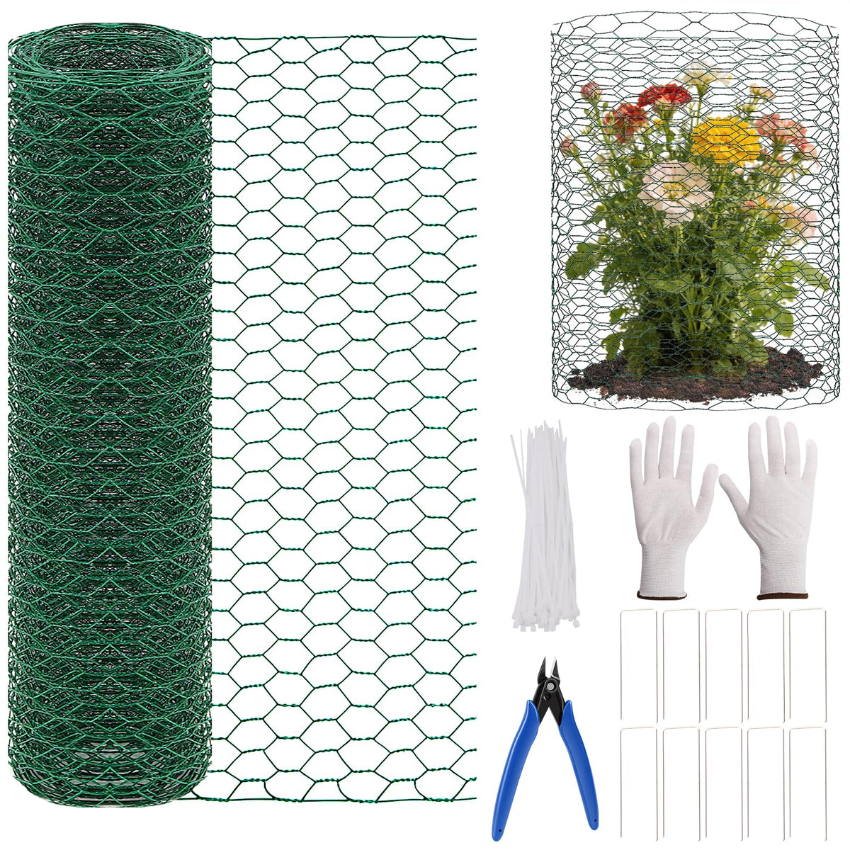 Jcmbreltik chicken-wire garden fence roll shown in outdoor setting for flexible fencing.