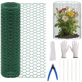 Jcmbreltik chicken-wire garden fence roll shown in outdoor setting for flexible fencing.