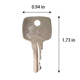 John Deere compatible ignition key AR51481 with ring for field use.