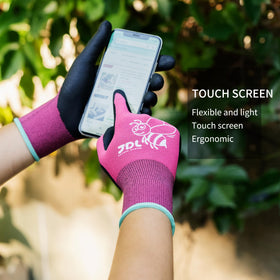 JDL pink gloves breathable nylon shell keeps hands cool during tasks.