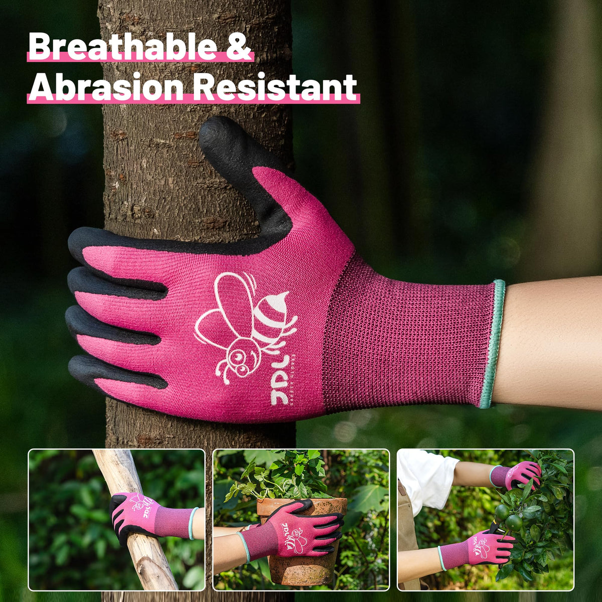 JDL pink gloves easy to machine wash and durable.