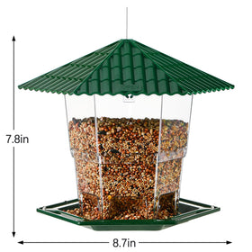 Jealoeur bird feeder hanging in the garden offers a convenient outdoor wildlife watching experience.