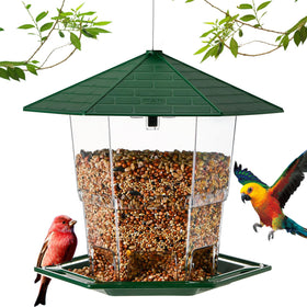 Jealoeur bird feeder hanging outdoors attracts wild birds with easy viewing
