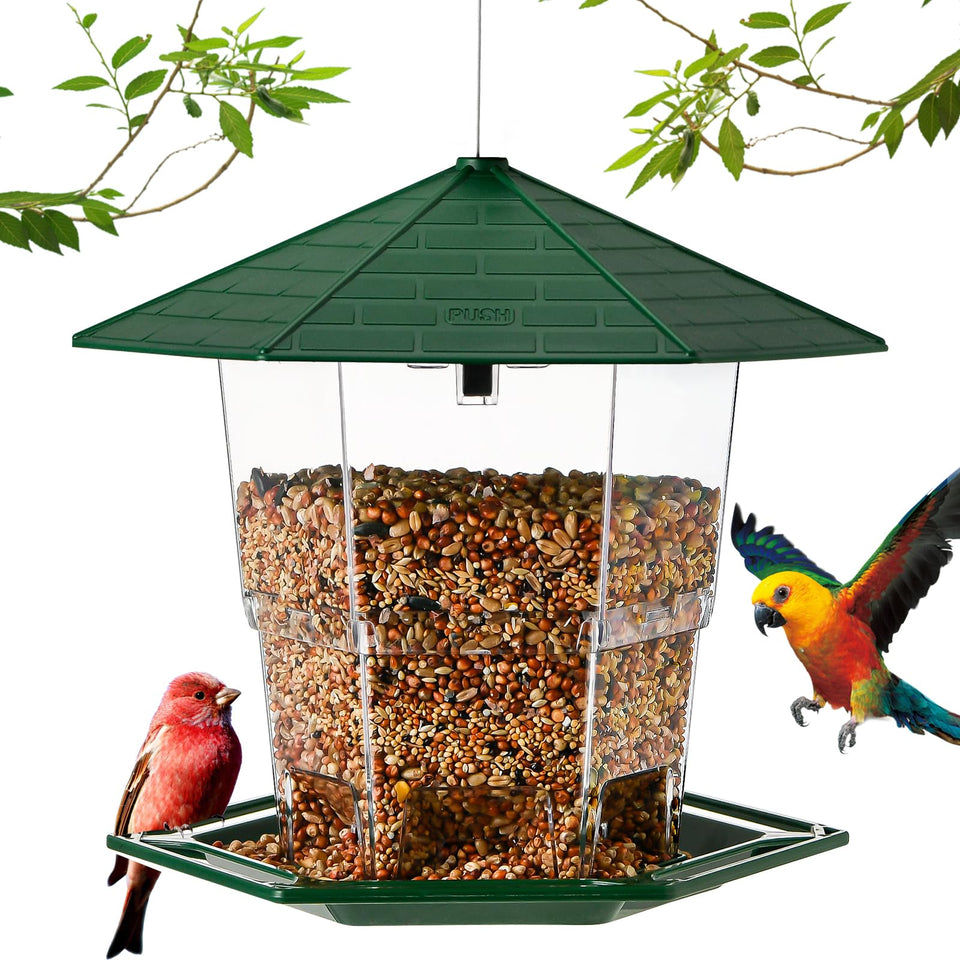 Jealoeur bird feeder hanging outdoors attracts wild birds with easy viewing