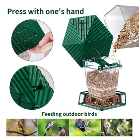 Jealoeur bird feeder shade roof protects seeds and birds during sunny days.