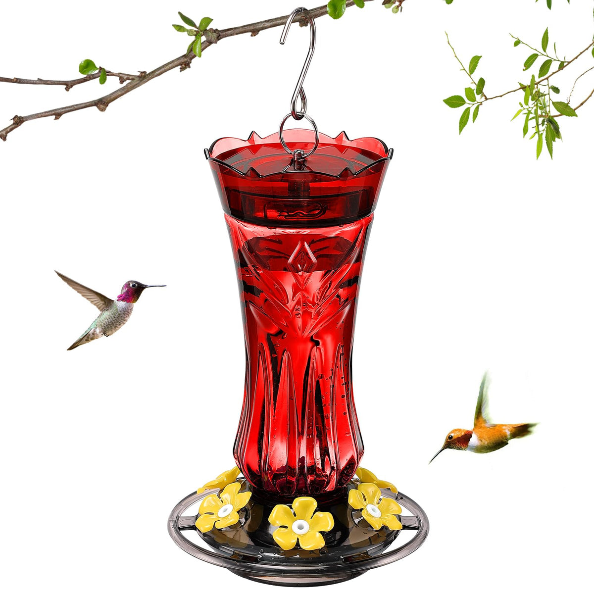 Jealoeur hummingbird feeder with 360 view for easy bird watching in the garden