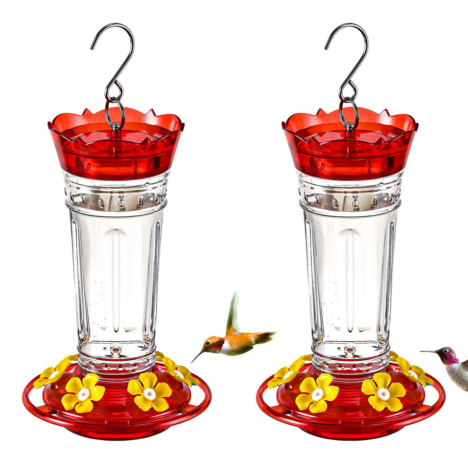 Jealoeur hummingbird feeder offers 360-degree viewing for convenient backyard observation.