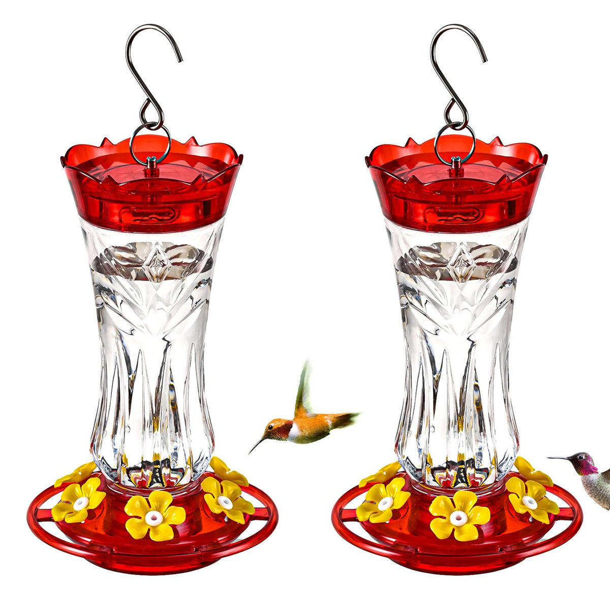 Jealoeur hummingbird feeder 360-view for easy birdwatching in your garden.