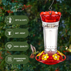 Jealoeur feeder highlights 6 ports to host multiple hummingbirds at once.