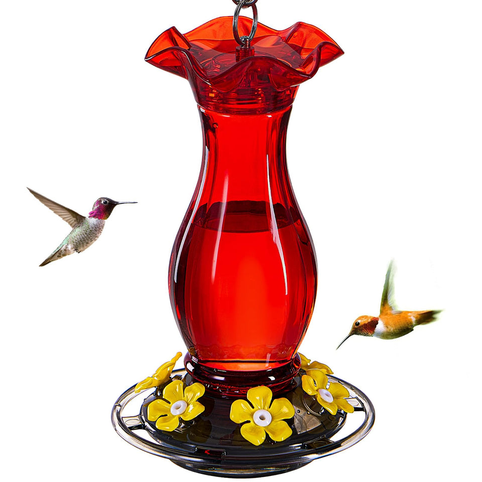 Jealoeur hummingbird feeder with six ports for 360-degree feeding