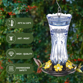 Jealoeur hummingbird feeder blue ant moat detail