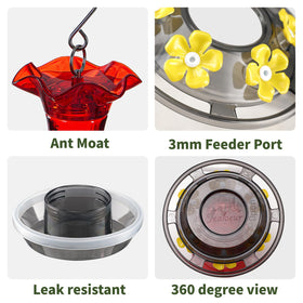 Jealoeur hummingbird feeder with easy-fill, spill-free refills