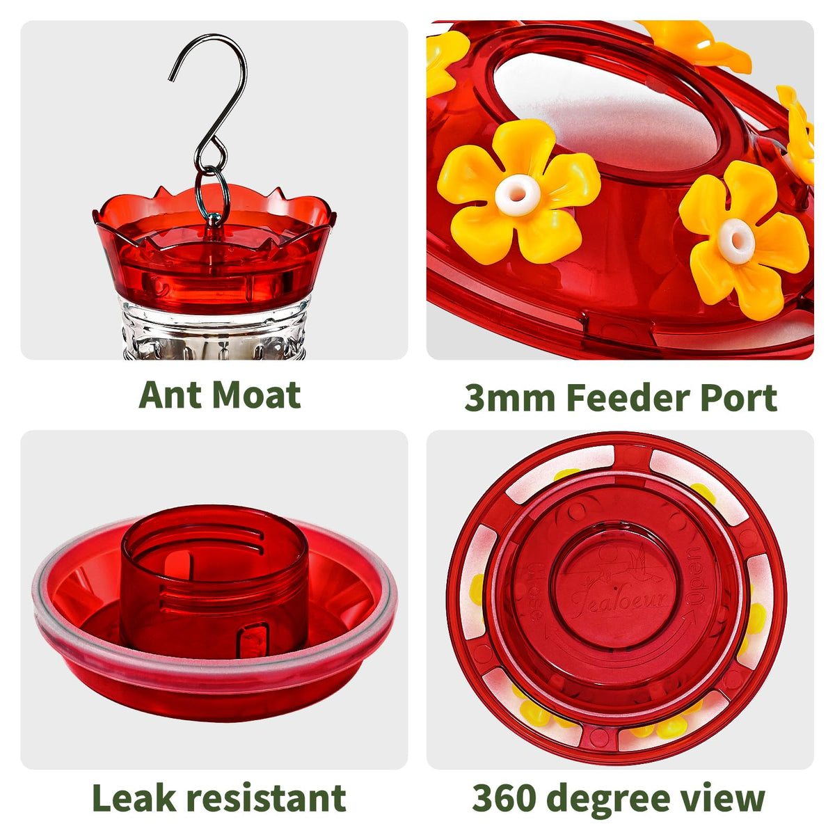 Jealoeur hummingbird feeder adds charming garden decor.