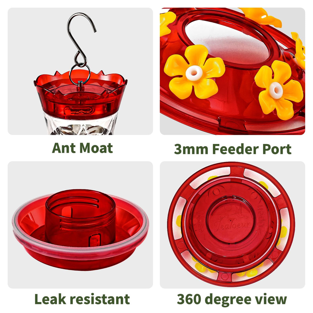 Jealoeur hummingbird feeder decor suitable for garden spaces and patios.