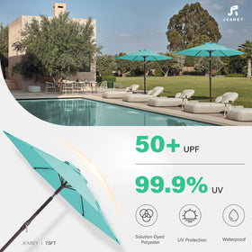 JEAREY 7.5ft diameter umbrella protects seating at poolside or deck