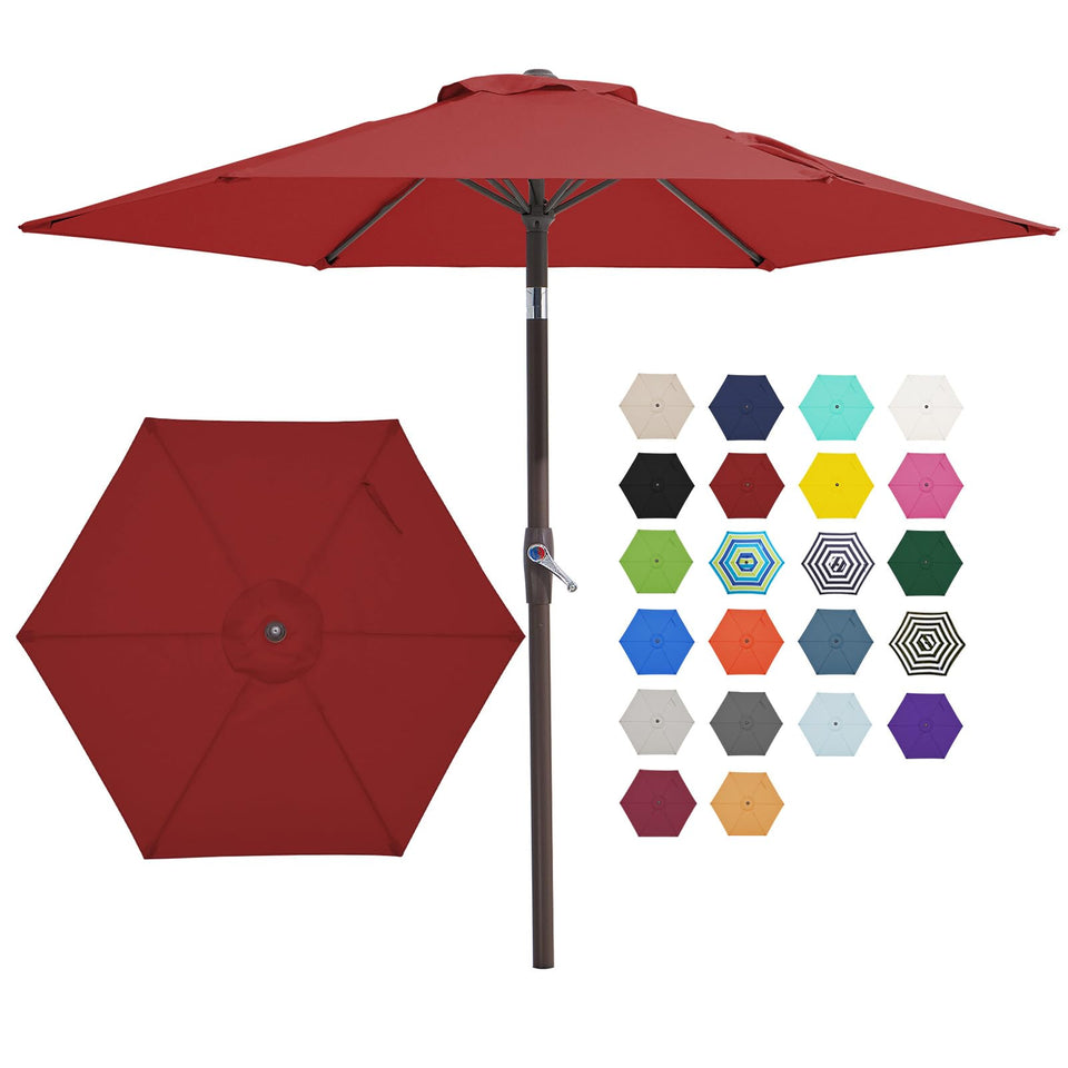 JEAREY 7.5ft umbrella canopy close-up in red showing fabric depth for shade