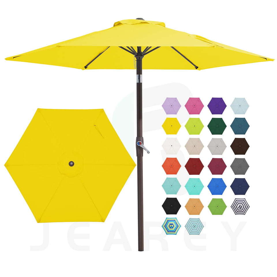 JEAREY 7.5ft patio umbrella canopy opens wide for shaded outdoor meals