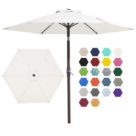JEAREY 7.5ft patio umbrella with crank tilt mechanism in action for easy shade control.