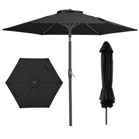 JEAREY 7.5 ft patio umbrella with crank tilt for shaded outdoor meals.