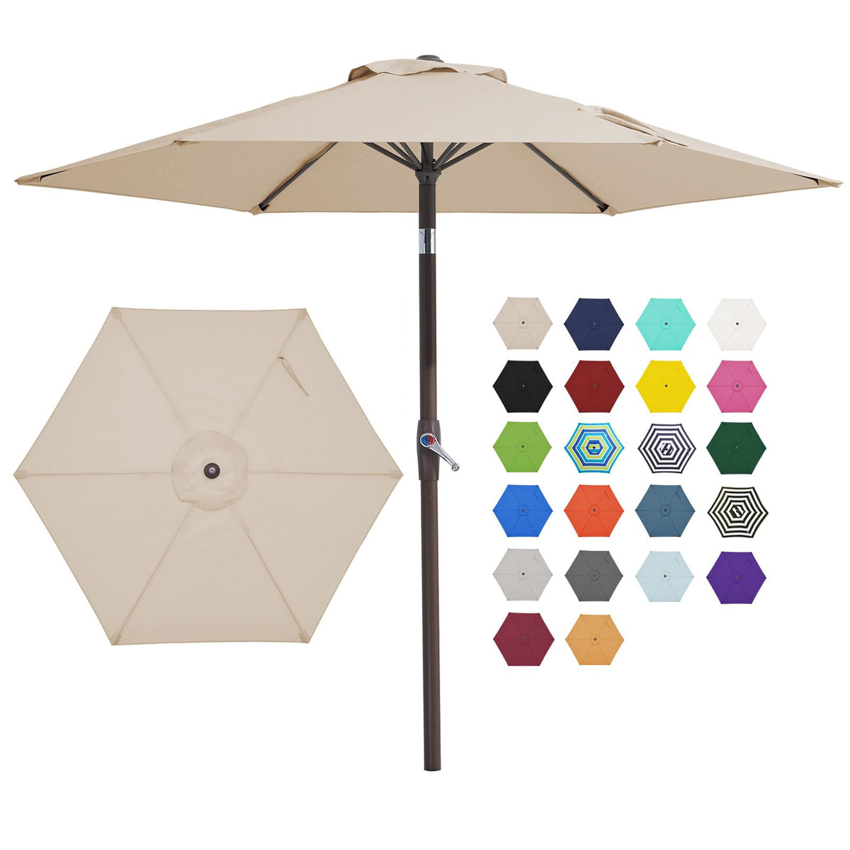 JEAREY 7.5ft patio umbrella front view provides shade for outdoor gatherings.