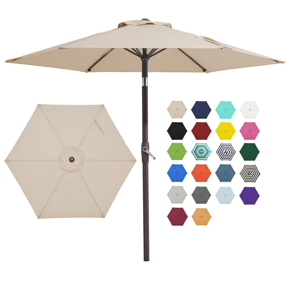 JEAREY 7.5ft patio umbrella front view provides shade for outdoor gatherings.