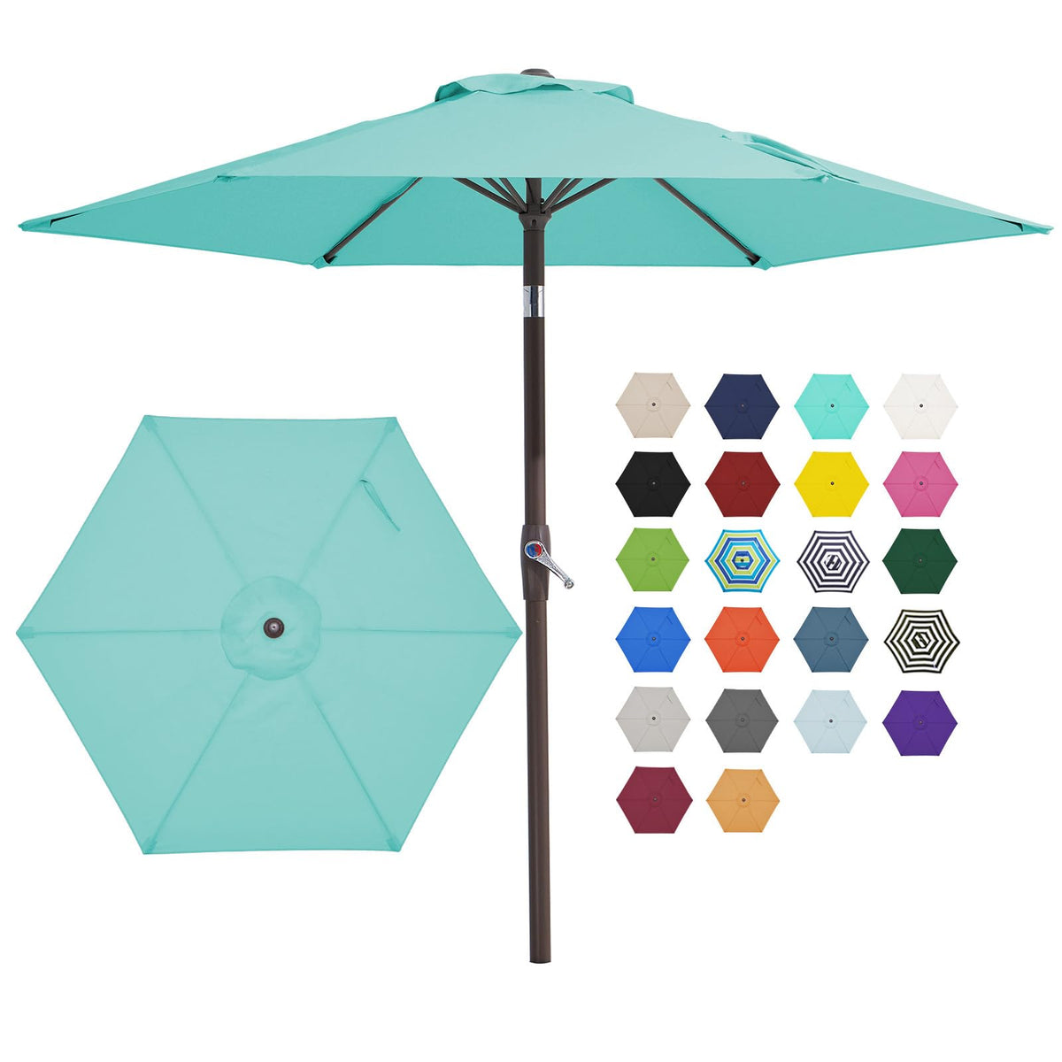 JEAREY 7.5ft patio umbrella canopy peacock blue provides wide shade for outdoor dining