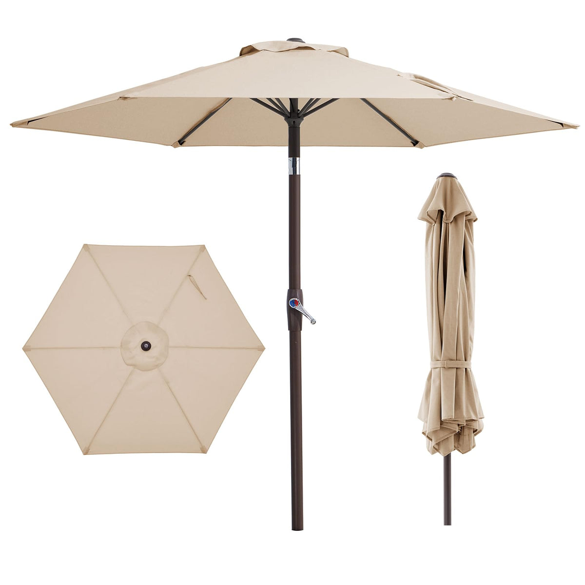 JEAREY 7.5ft umbrella top view shows sturdy canopy and ribs for shade.