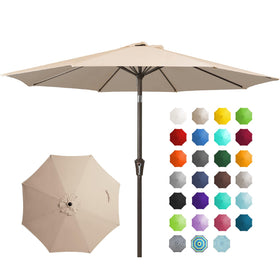 JEAREY 9FT patio umbrella with push-button tilt for versatile shade coverage.