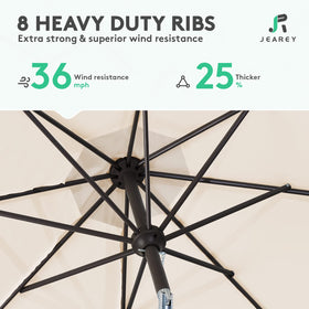 JEAREY beige outdoor umbrella blends with any patio décor.