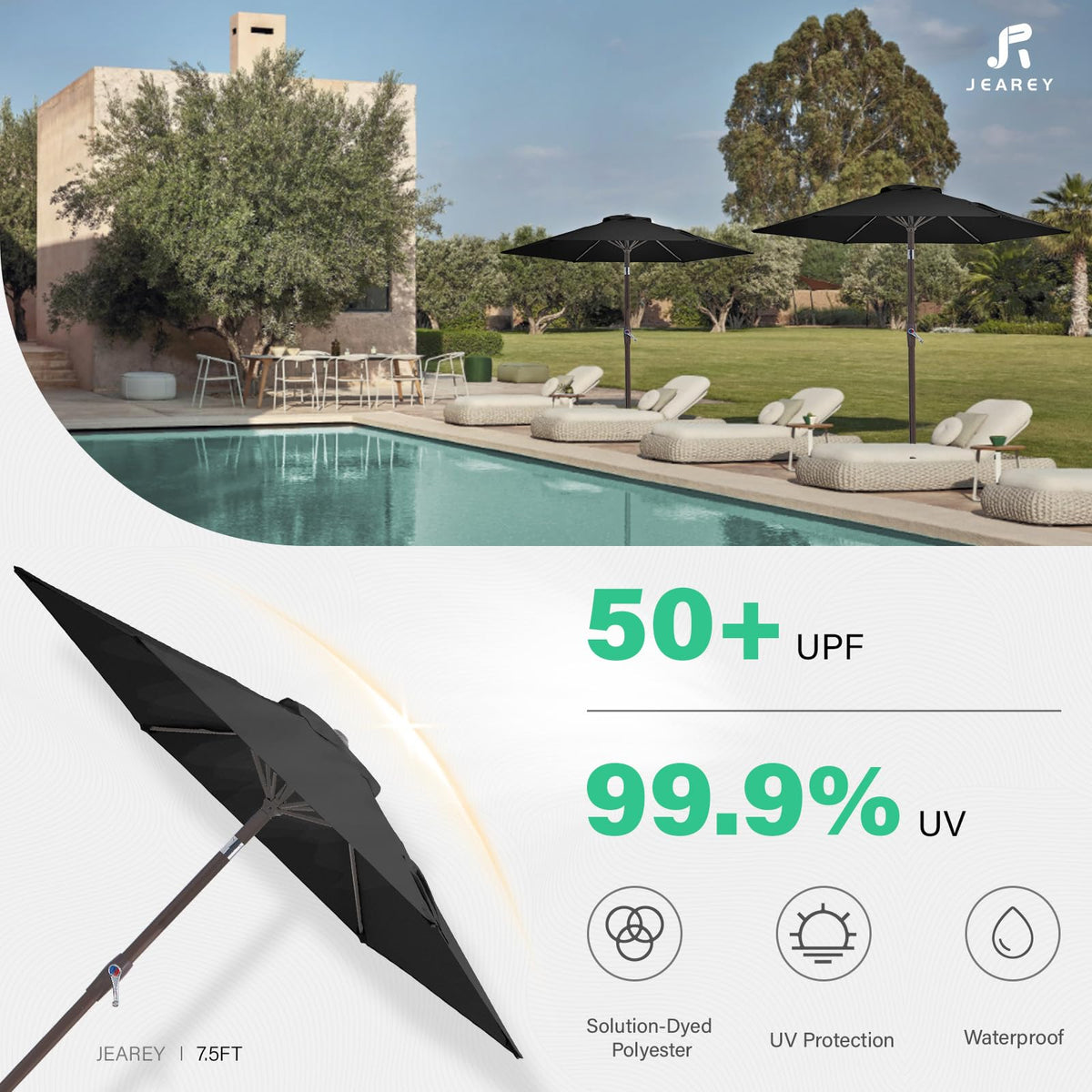 JEAREY easy-crank operation for quick setup and shade.