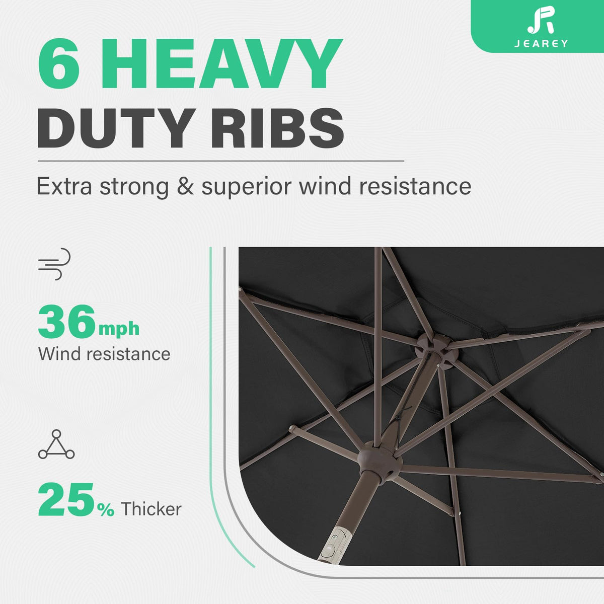 JEAREY breathable outdoor fabric protects from sun and rain.